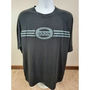 Vtg Y2K Adidas Raglan Shirt Men's Medium Black Crewneck Cotton Blend 3 Stripe